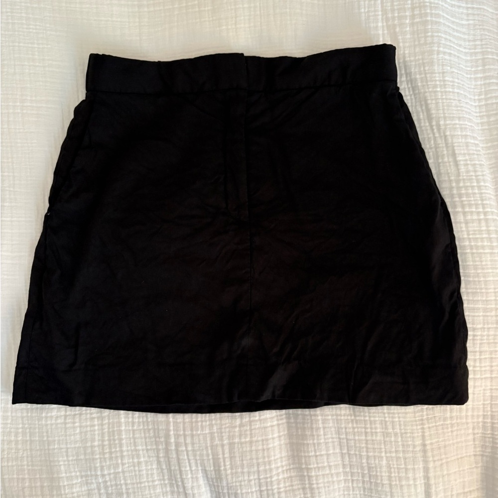 Aritzia Babaton Black Linen Skirt
